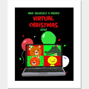 Merry Virtual Christmas Online Party Time! Posters and Art